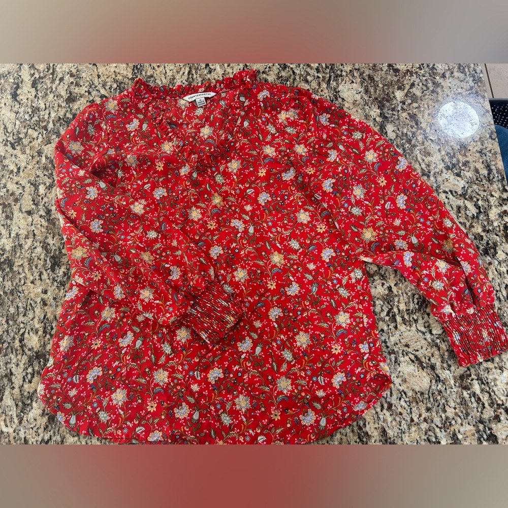 Red Floral Blouse